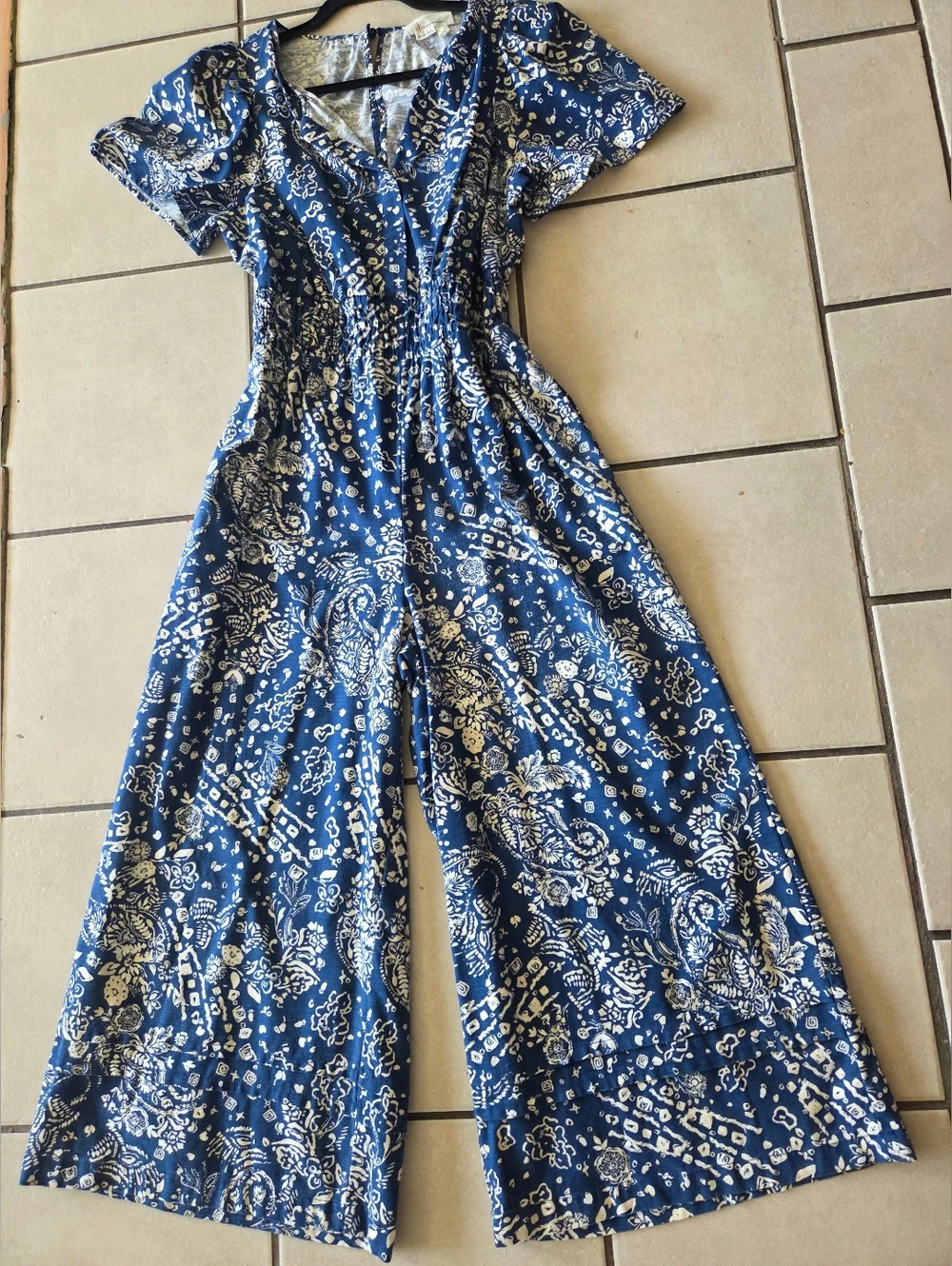 Anthropologie The Somerset Wide Leg Jumpsuit  Blue Floral - Picture 2 of 7